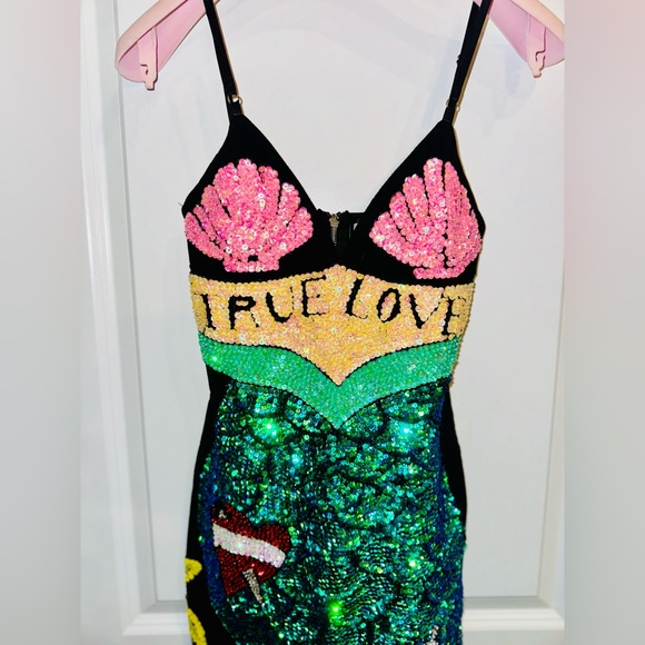 ~SUPER RARE~ DISCOUNT UNIVERSE True Love Mermaid Multicolor Sequin Ariel Dress - Picture 2 of 12